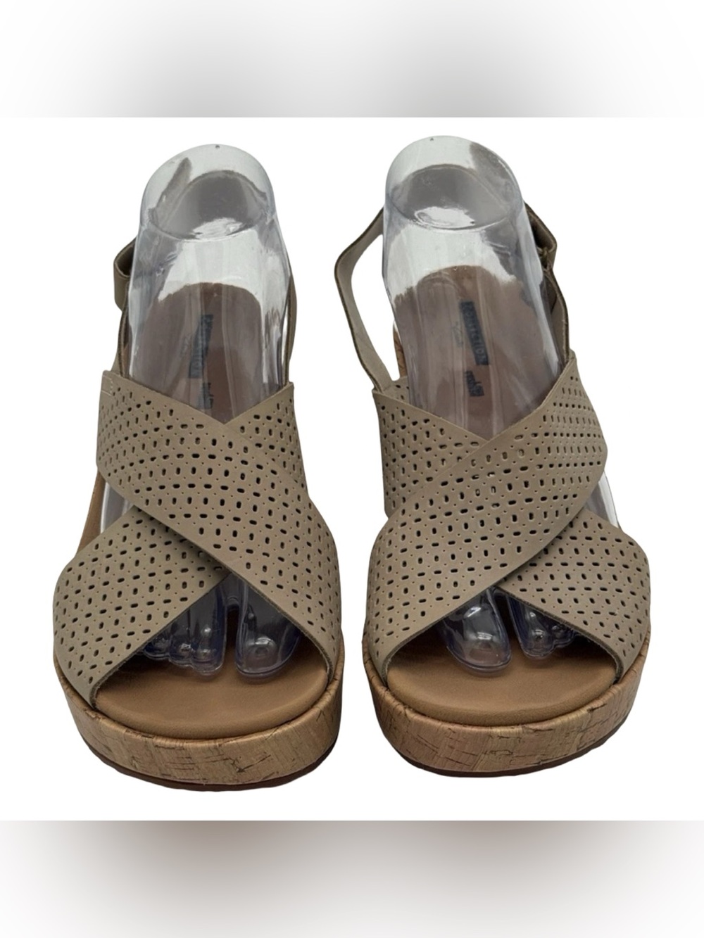 Clarks Artisan Stasha Bridget Khaki Leather Wedge Sandal 9M